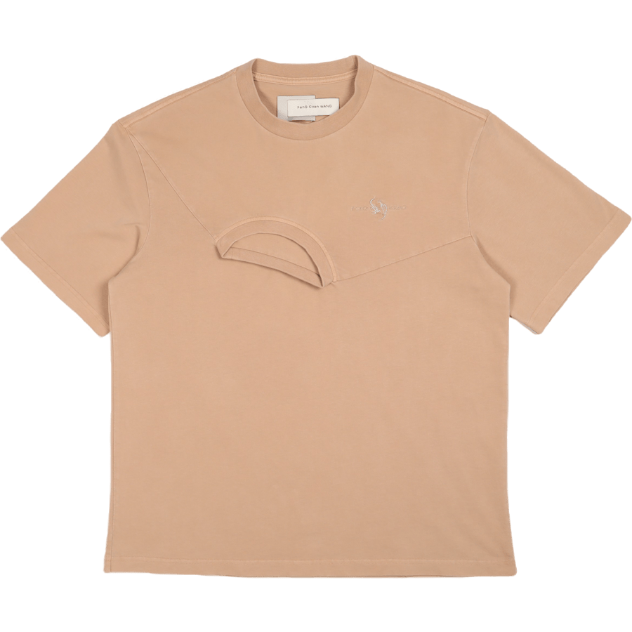 Plant Dye Double Collar T-shir Kahki