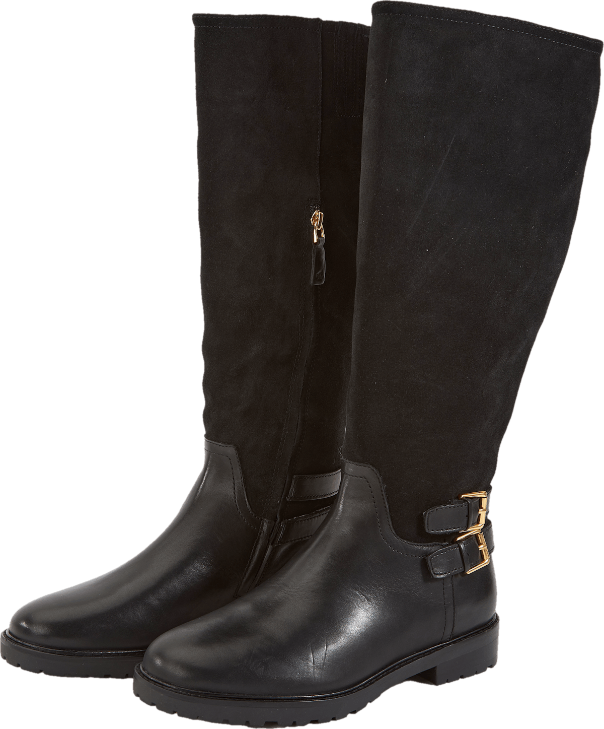 Emelie Leather & Suede Riding Boot Black/Black