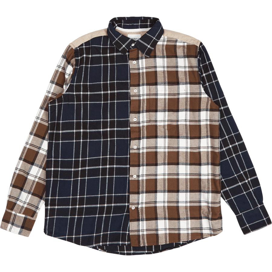 Algot Mixed Flannel Check Dark Navy