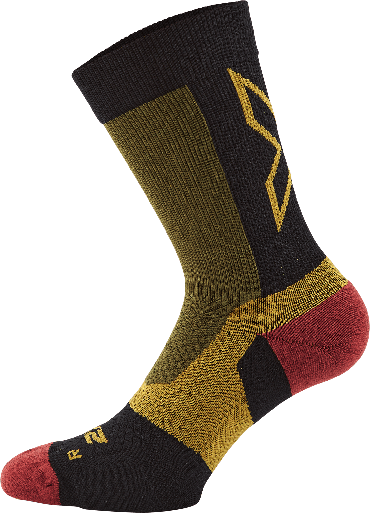 Vectr Light Cushion Crew Sock Winter Moss/chilli Oil, Unisex, Apparels, Socks, Workout, Green/multi color, S