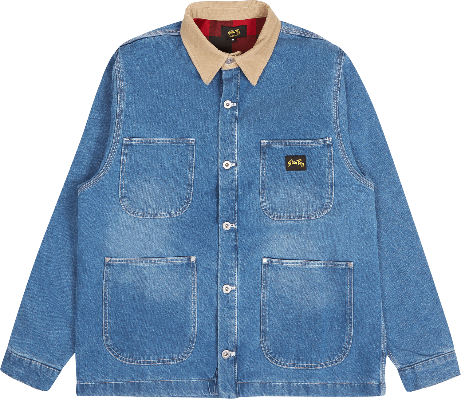 Winter Barn Coat Vintage Stonewashed Denim, Male, Oblečení, bundy, Modrý, M