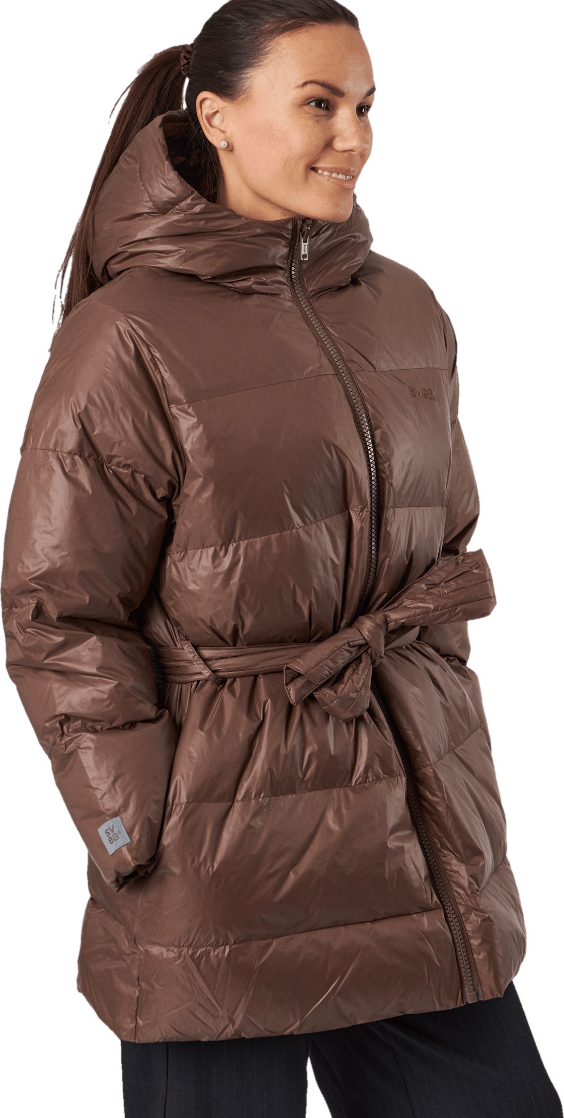 Mid Length Beltet Coat Dark Bark - Bild 2