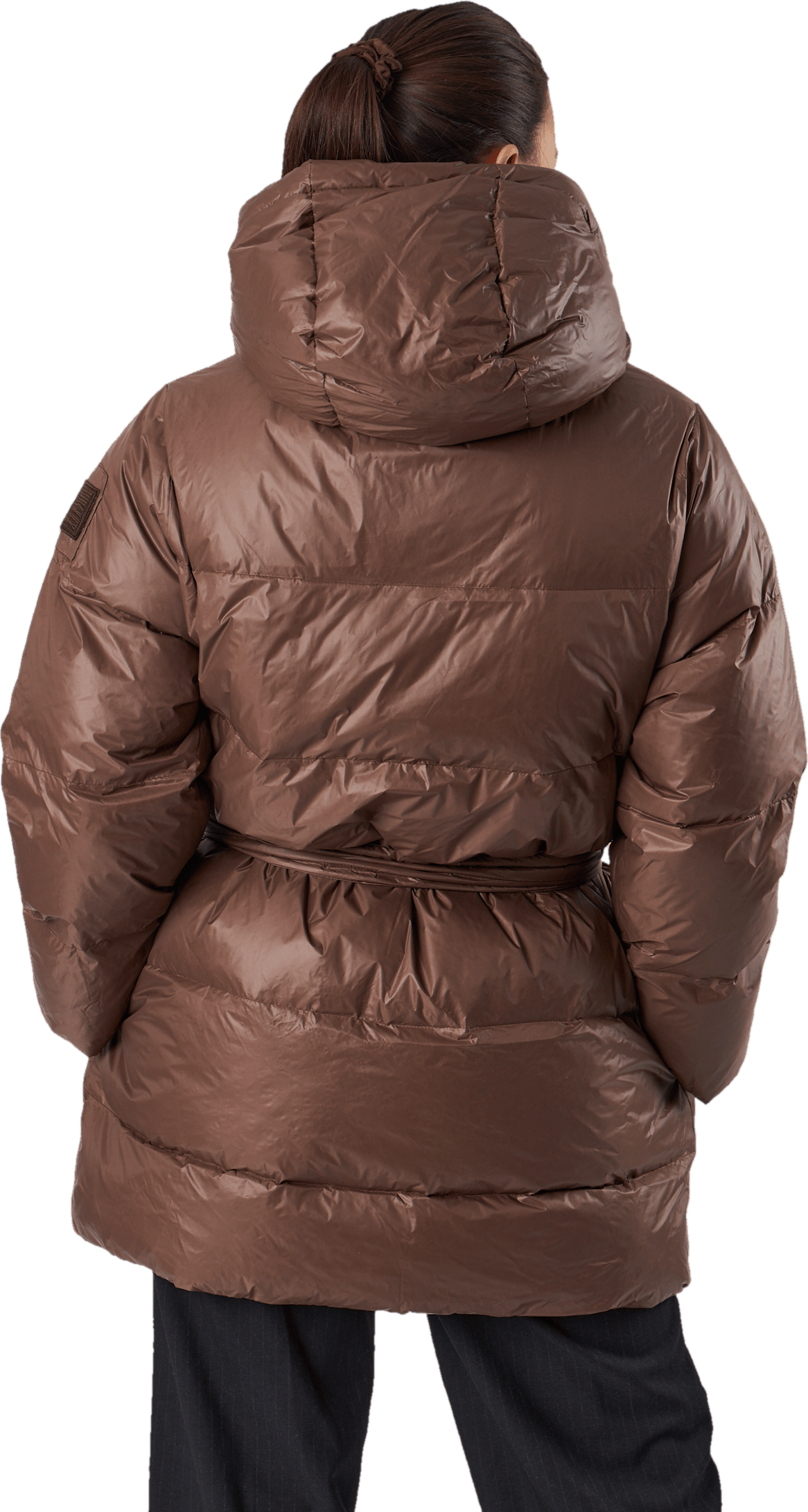 Mid Length Beltet Coat Dark Bark - Bild 3