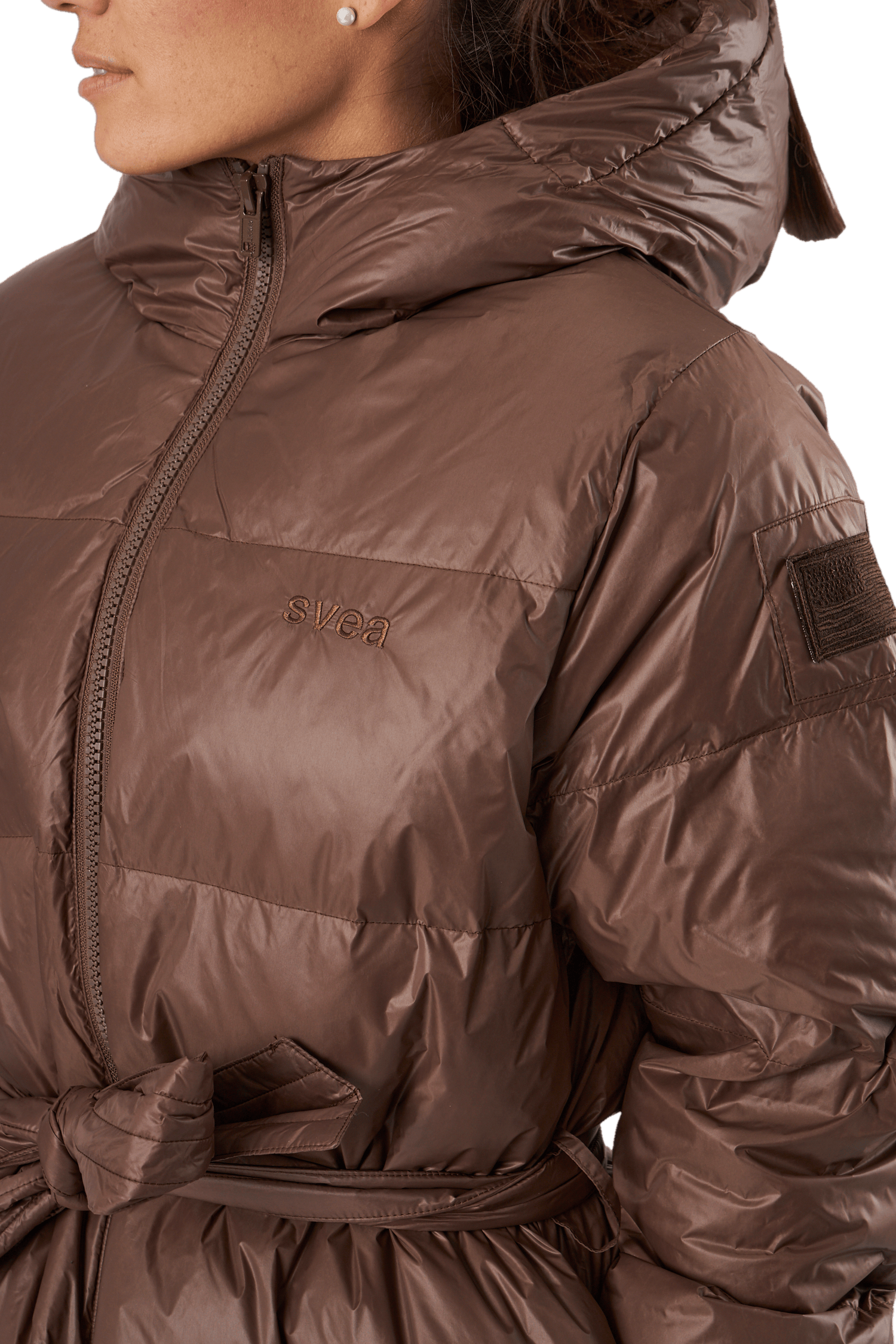 Mid Length Beltet Coat Dark Bark - Bild 4
