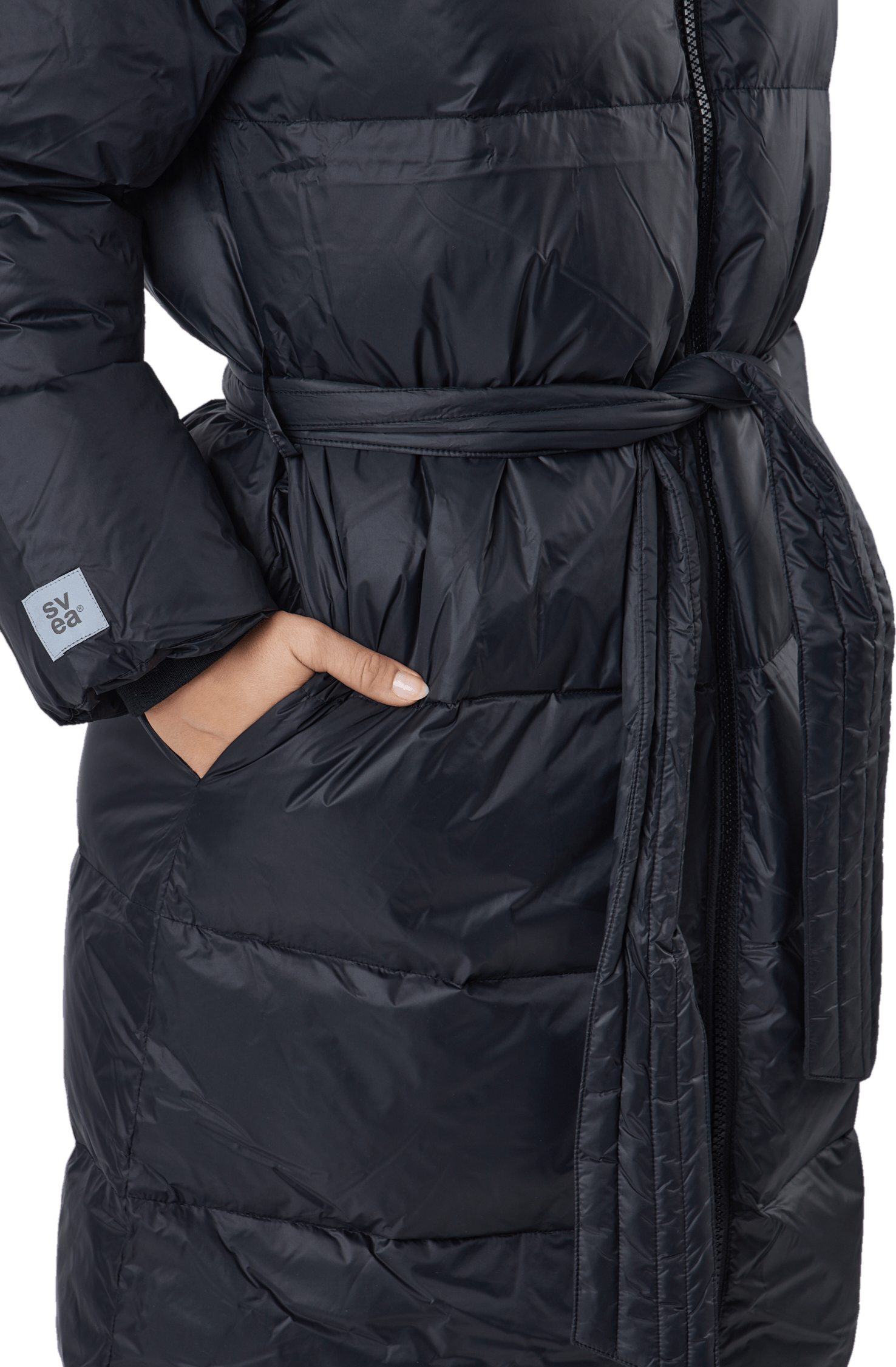 Long Beltet Coat Black - Bild 5