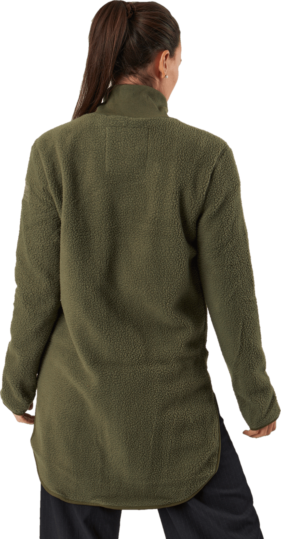 Long Pile Zip Sweat Dark Army - Bild 3