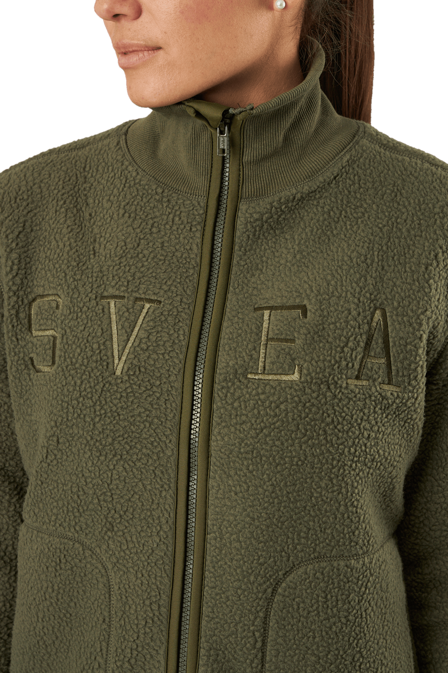 Long Pile Zip Sweat Dark Army - Bild 4