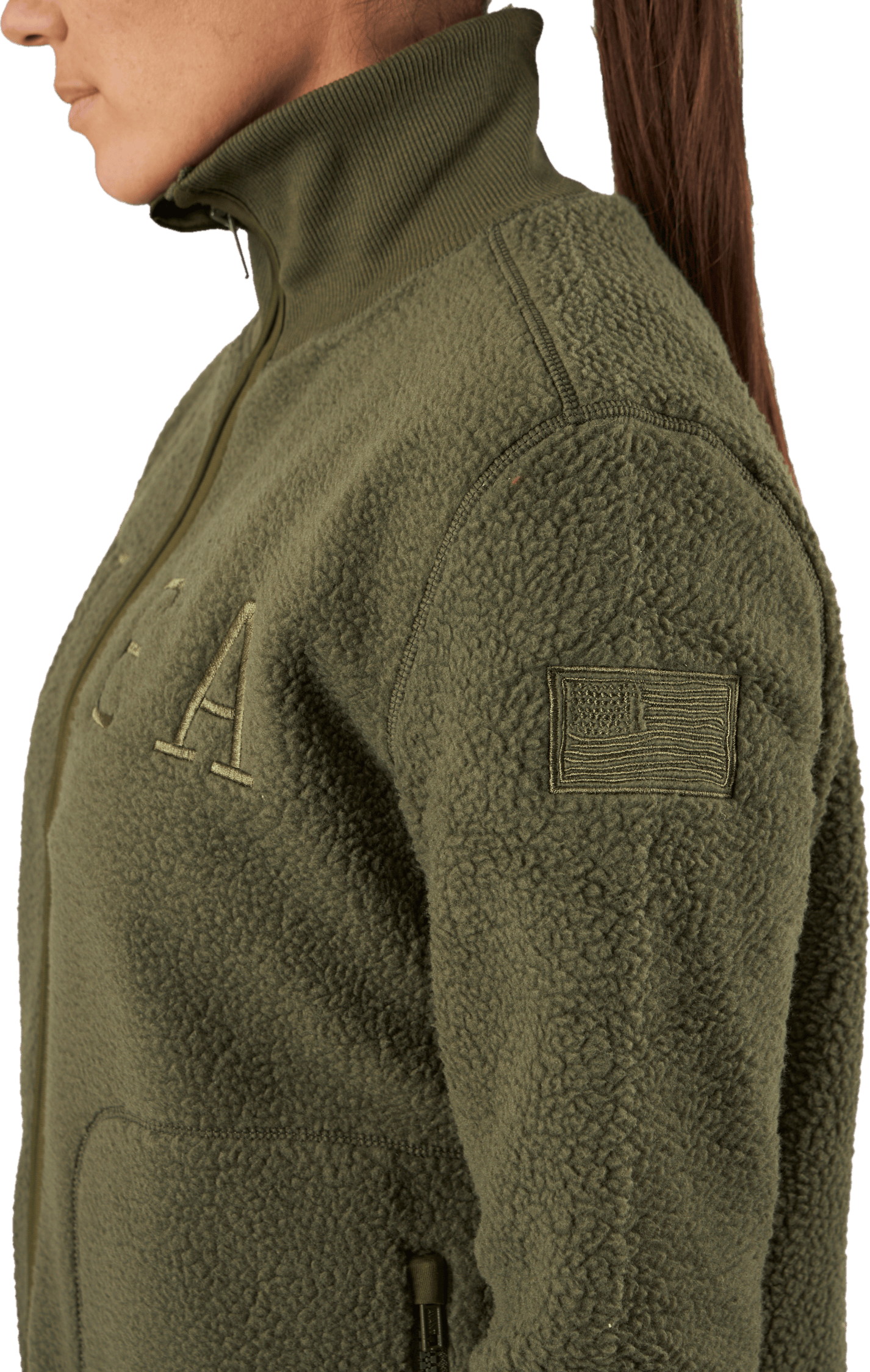 Long Pile Zip Sweat Dark Army - Bild 5