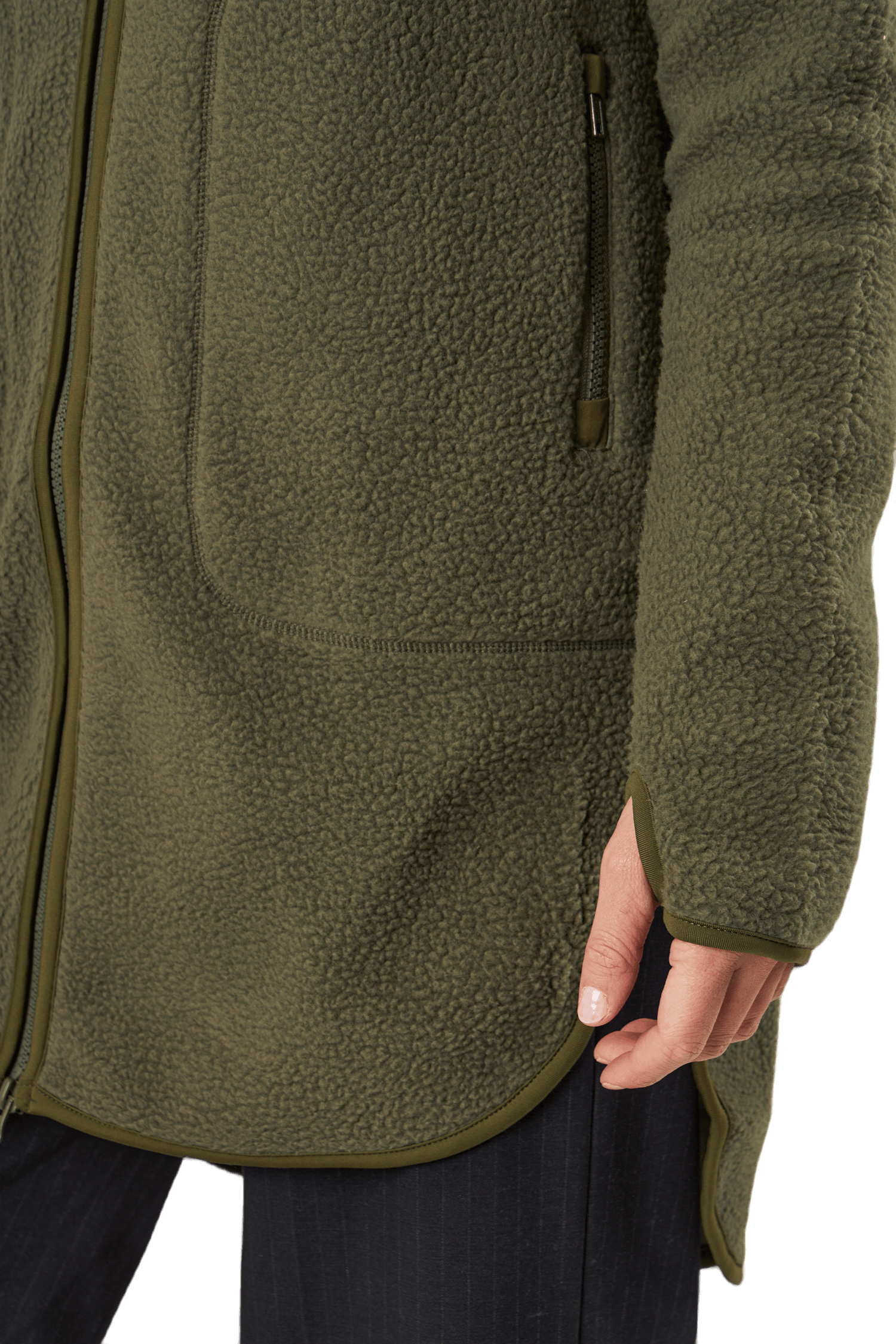 Long Pile Zip Sweat Dark Army - Bild 6