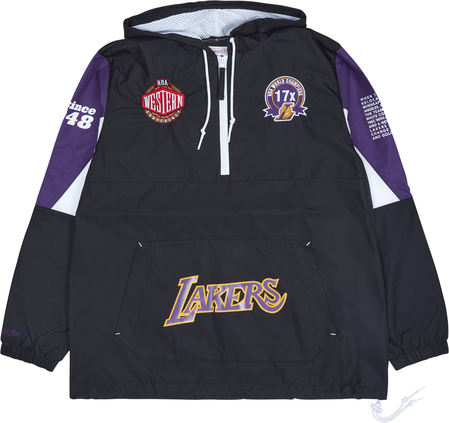 Lakers Team Origins Pullover Anorak, Male, Vêtements, vestes, Noir, S