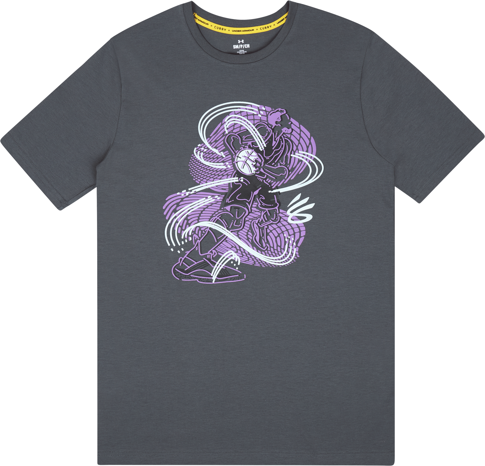 UA CURRY ANIMATED SKETCH SS, Male, Apparels, T-shirt, Grey, L