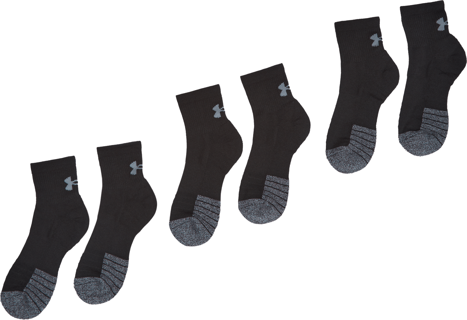 UA Heatgear Quarter 3pk, Unisex, Apparels, Socks, Black, XL