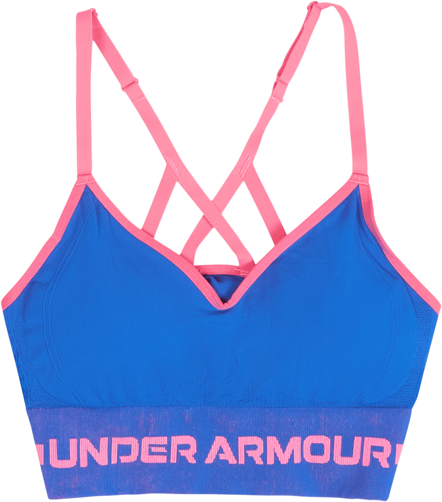 UA SeamlEssential Low Long Bra, Female, Apparels, Sports Bras, Blue, XL