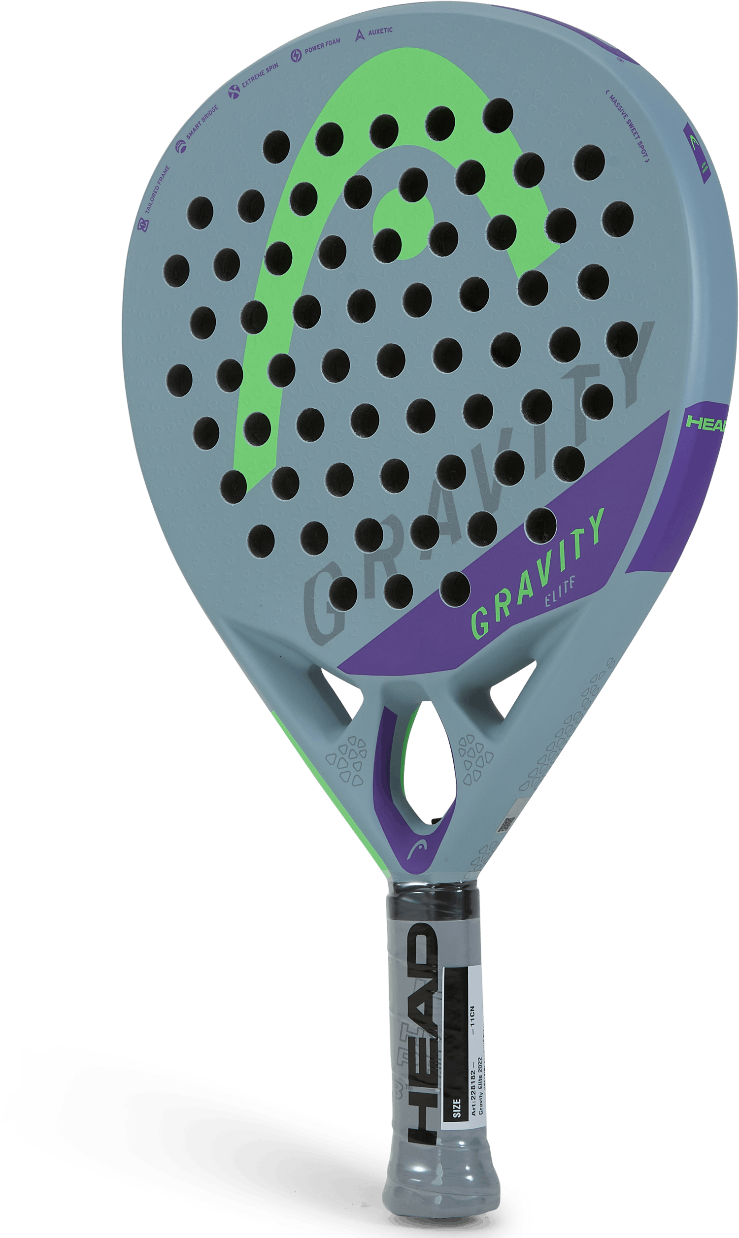 Gravity Elite 2022 Grey/green/purple, Unisex, Utrustning, racketar, Padel, Grön/Lila/Grå, ONESIZE