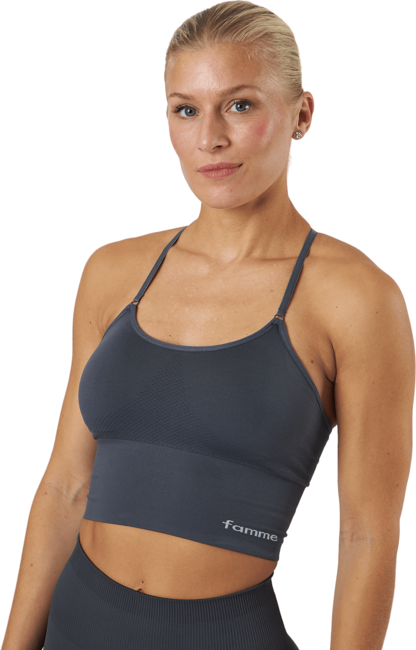 Power Seamless Top Dark Grey, Female, Apparels, Sports Bras, Workout, Black, XS