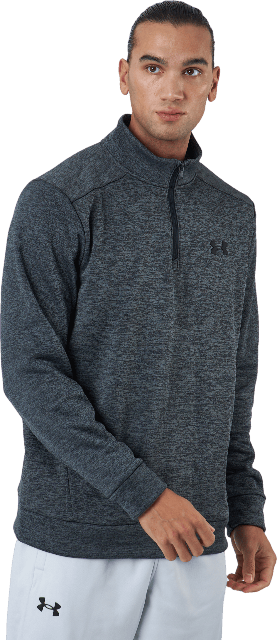 Ua Armour Fleece 1/4 Zip Pitch Gray, Male, Apparels, Shirts, Workout, Grey, S
