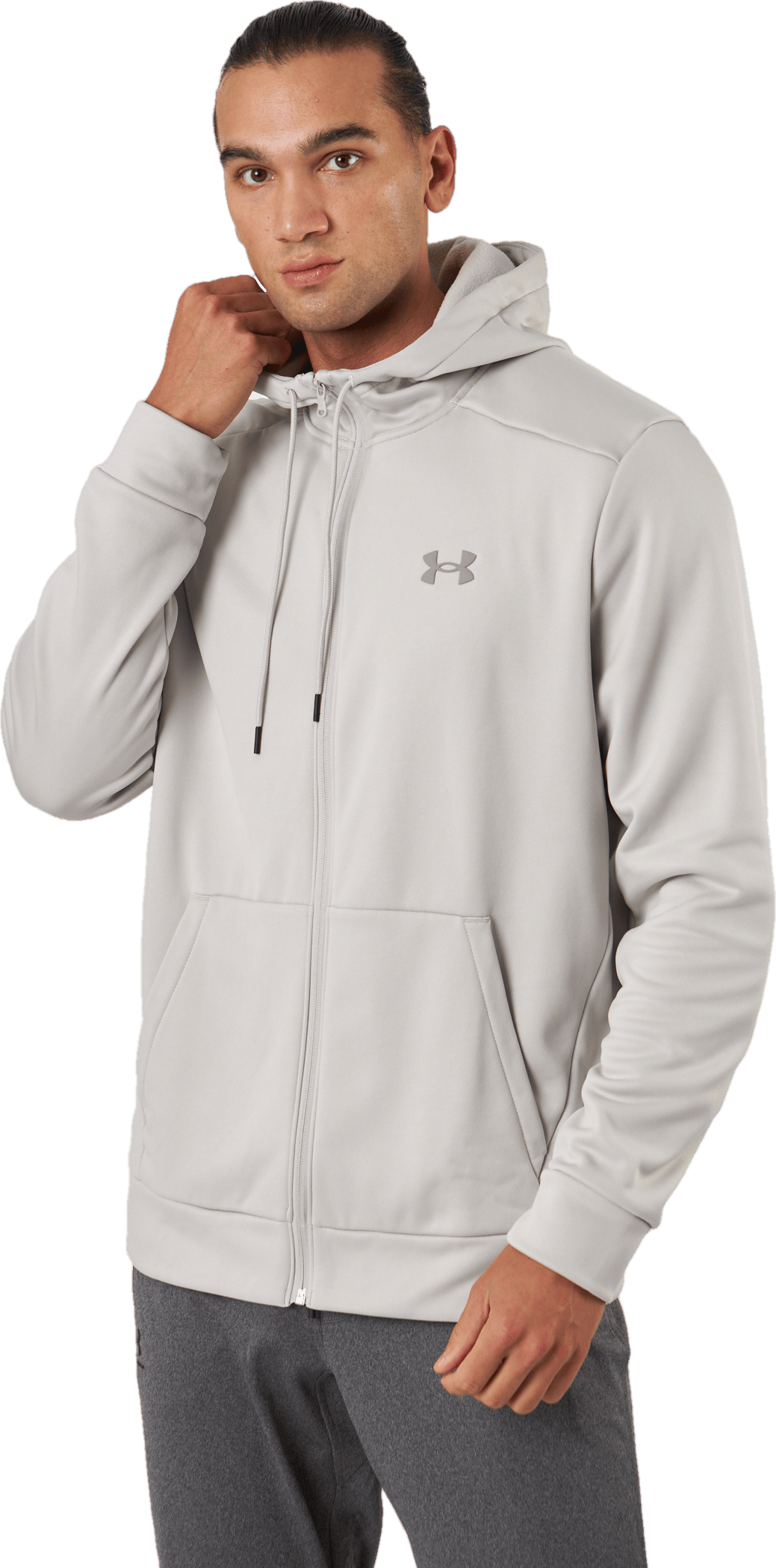 Ua Armour Fleece Fz Hoodie Ghost Gray