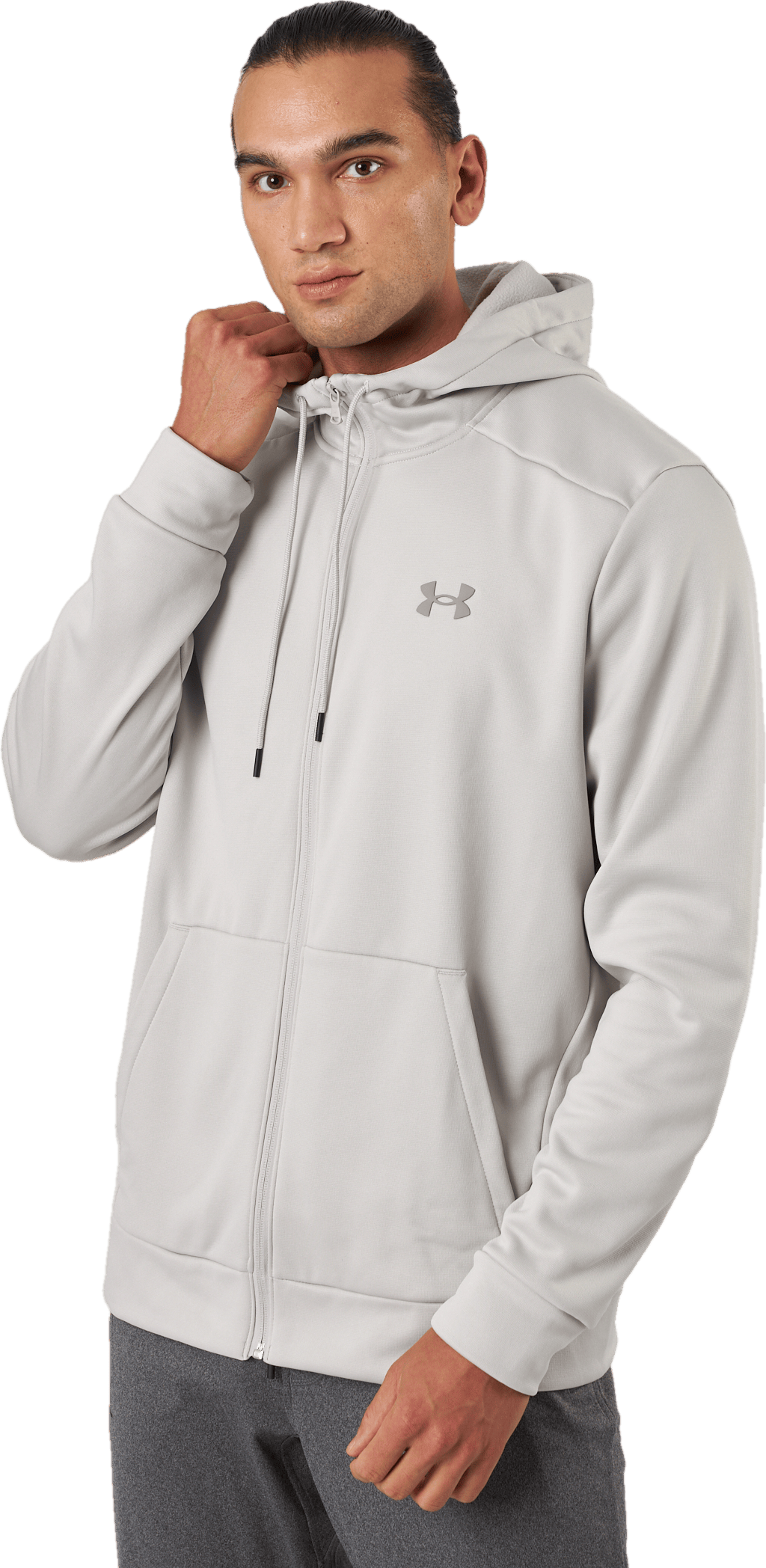 Ua Armour Fleece Fz Hoodie Ghost Gray - Bild 2