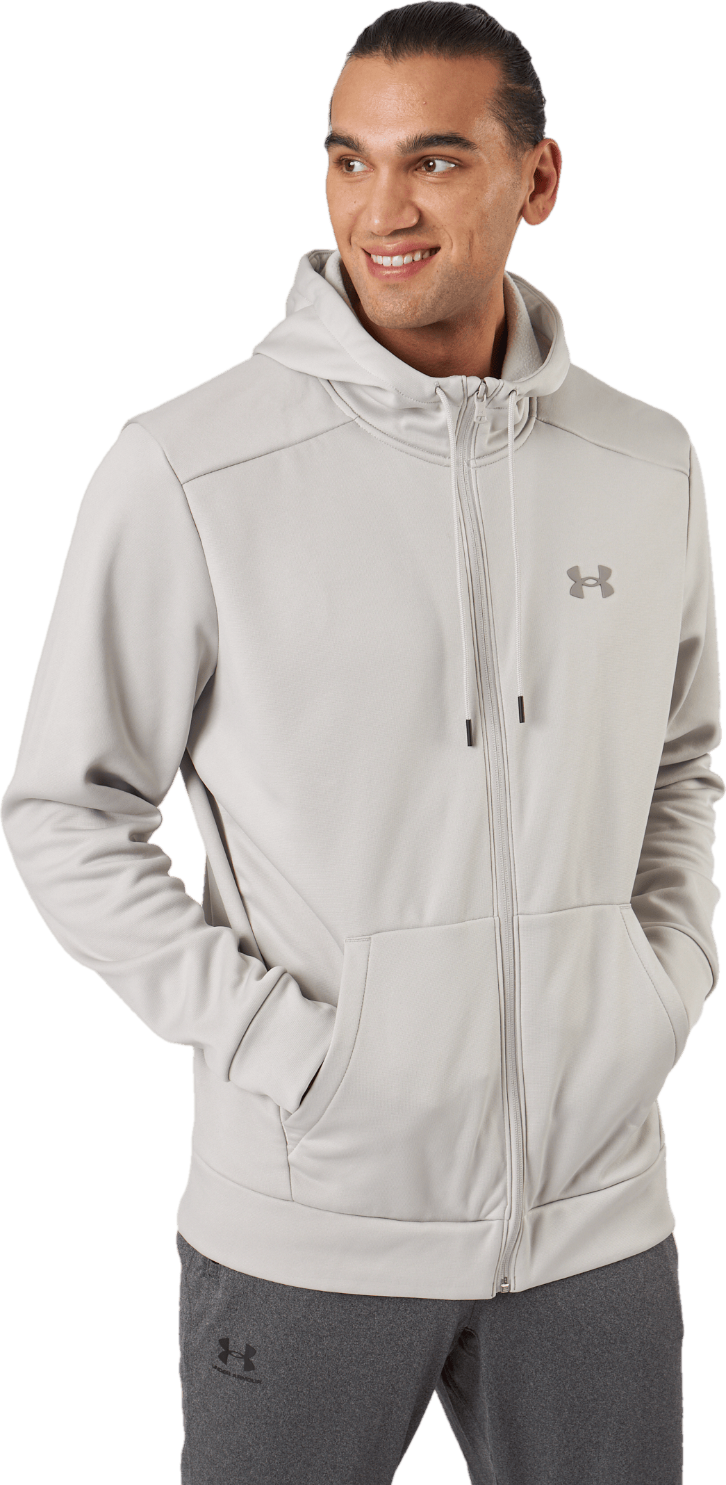 Ua Armour Fleece Fz Hoodie Ghost Gray - Bild 3
