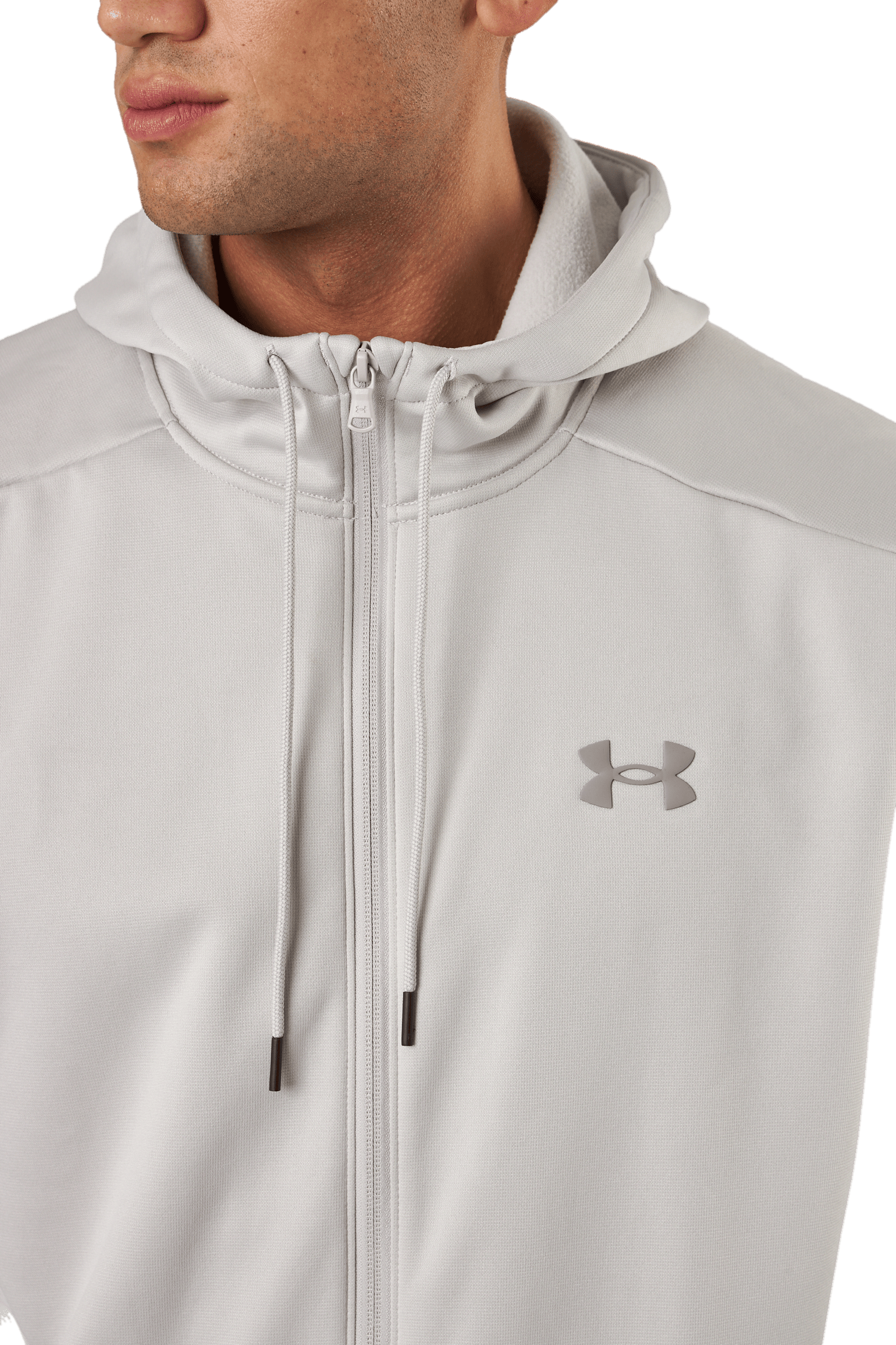 Ua Armour Fleece Fz Hoodie Ghost Gray - Bild 5