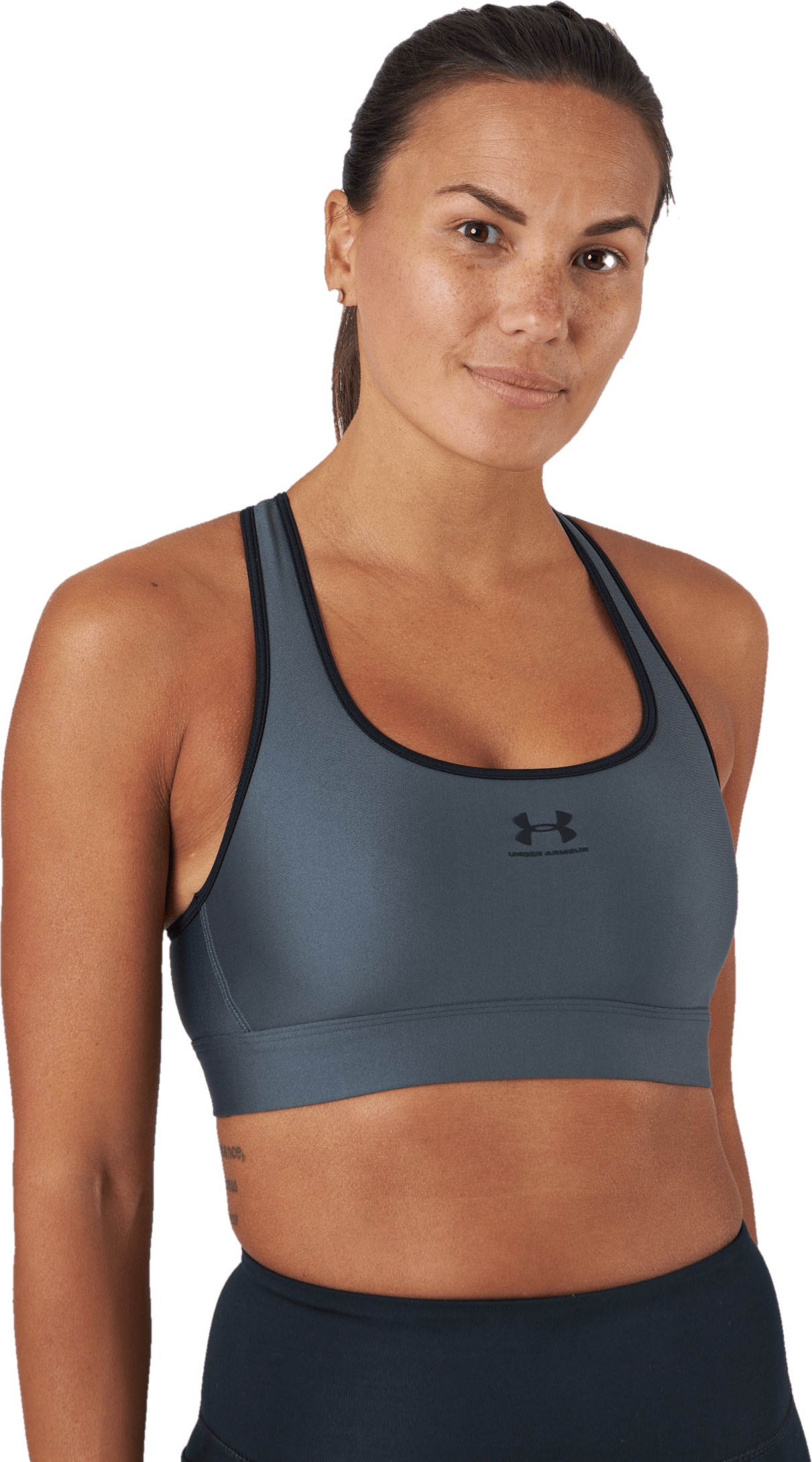 Ua Hg Armour Mid Padless Pitch Gray, Female, Abbigliamento, Reggiseno sportivo, In esecuzione, Grigio, S