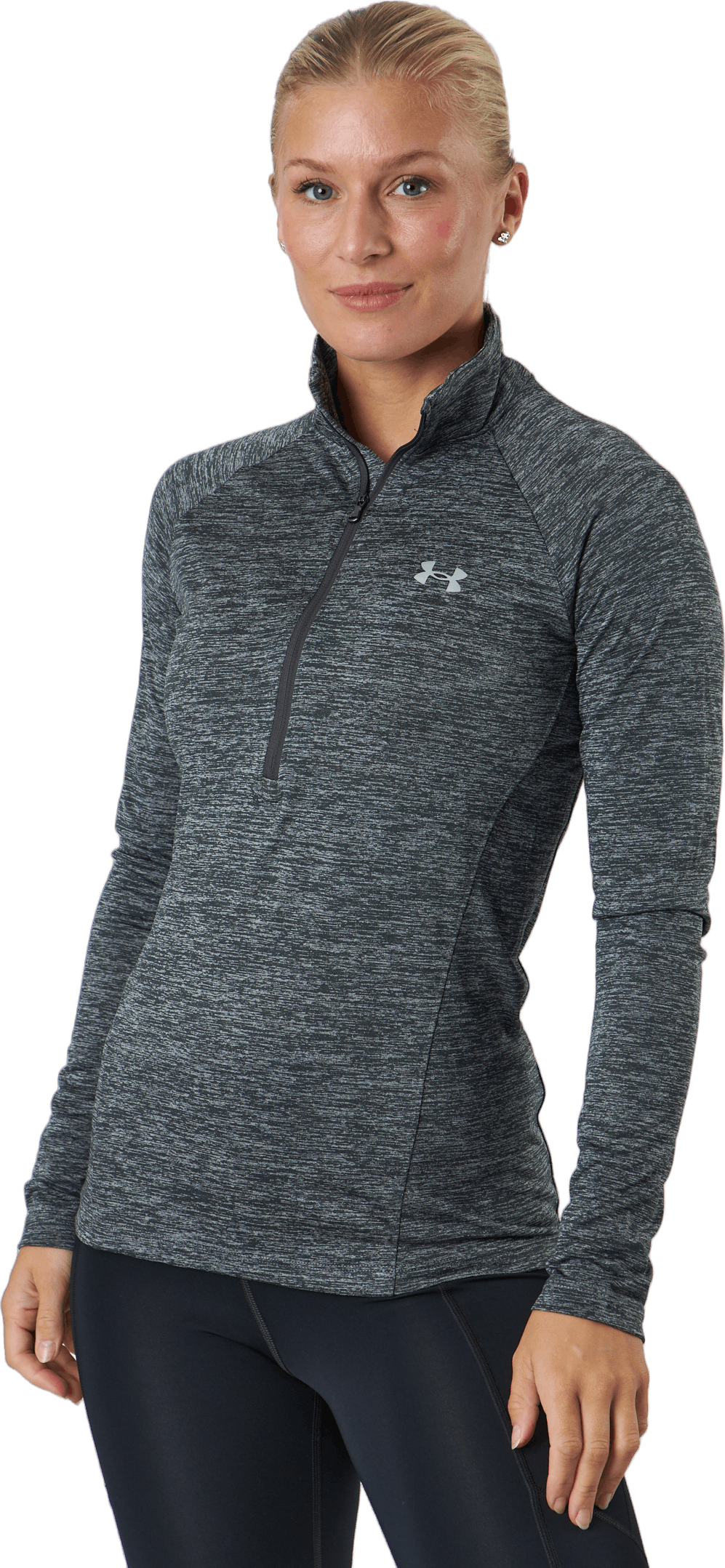 Tech 1/2 Zip - Twist Jet Gray, Female, Abbigliamento, strati di base, Allenamento, Grigio, L