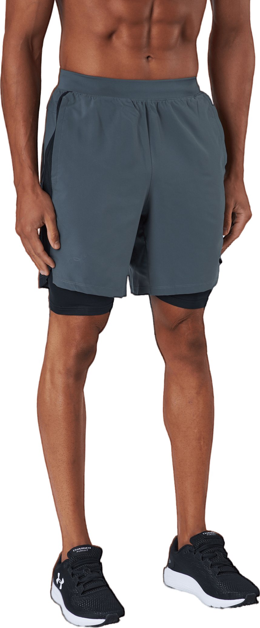 Ua Launch 7'' 2-in-1 Short Pitch Gray, Male, Apparels, Shorts, Running, Grey, L