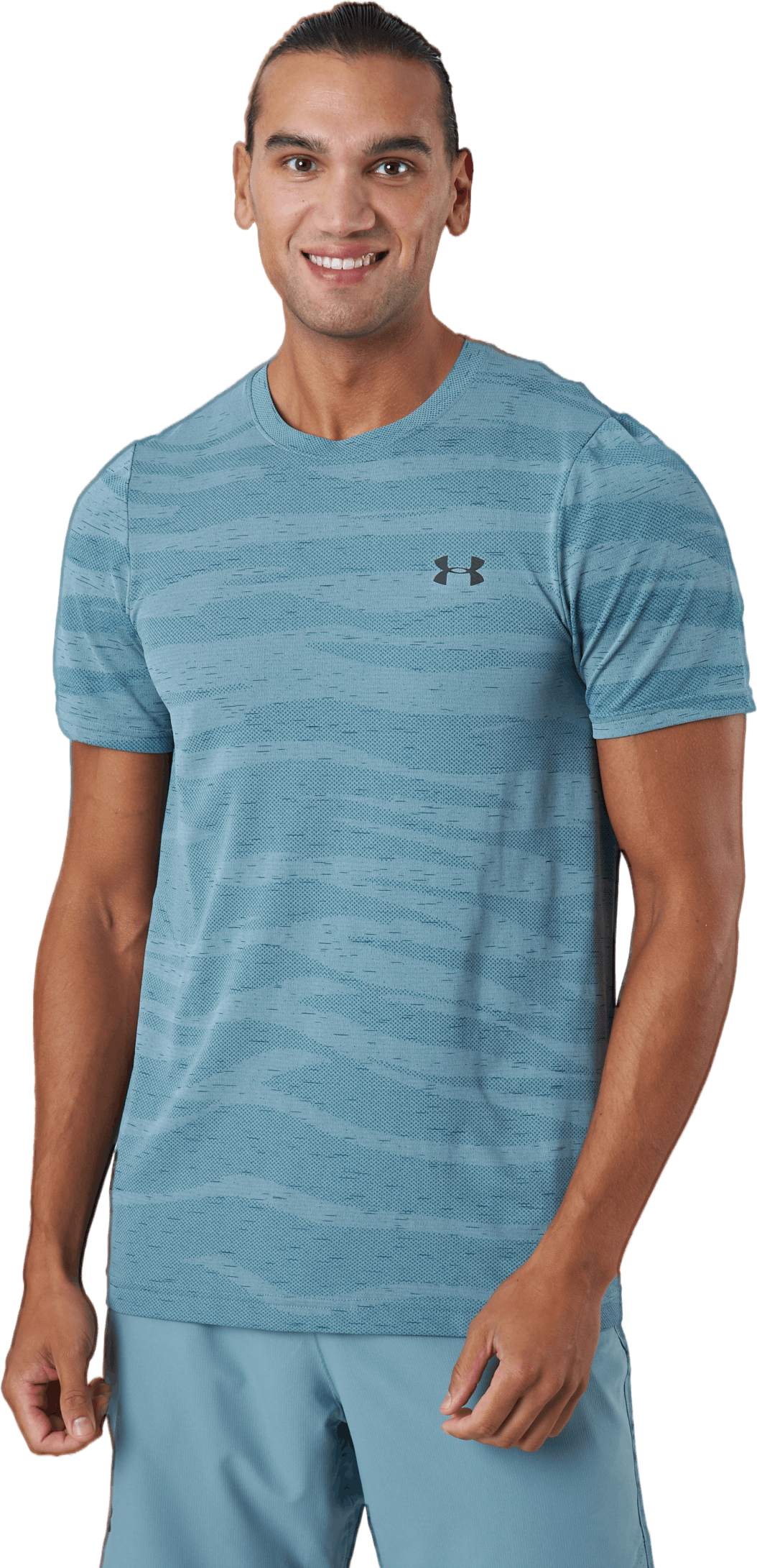 Ua Seamless Novelty Ss Opal Green, Male, Odzież, Podkoszulek, Trening, Niebieski, XXL