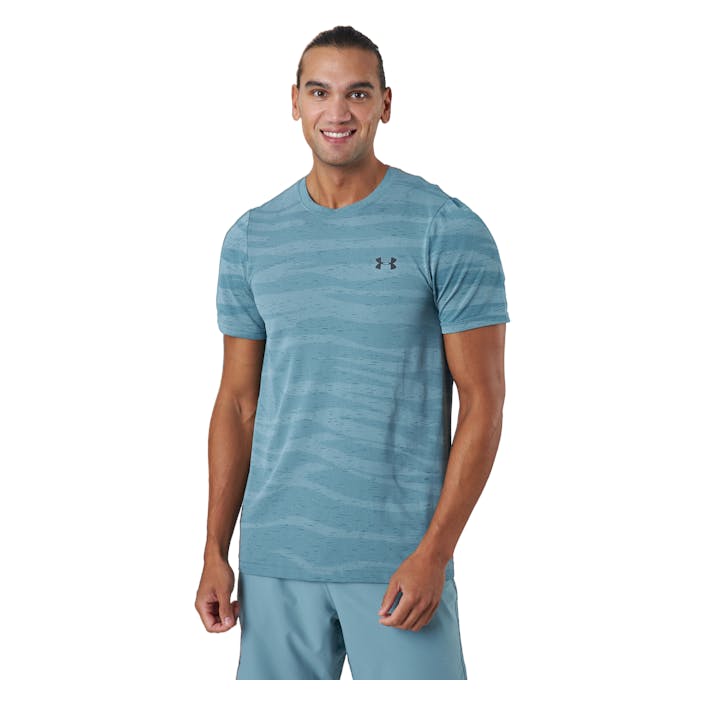 Ua Seamless Novelty Ss Opal Green, Male, Odzież, Podkoszulek, Trening, Niebieski, XXL