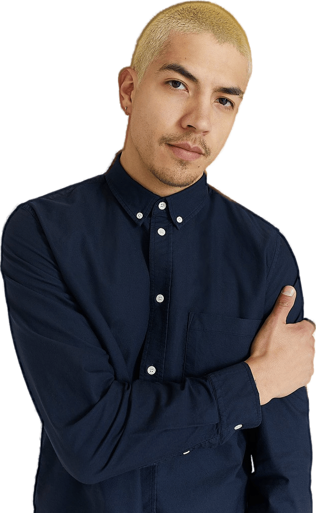 Adam Oxford Shirt Navy, Male, Odevy, Košele, Modrá, XL