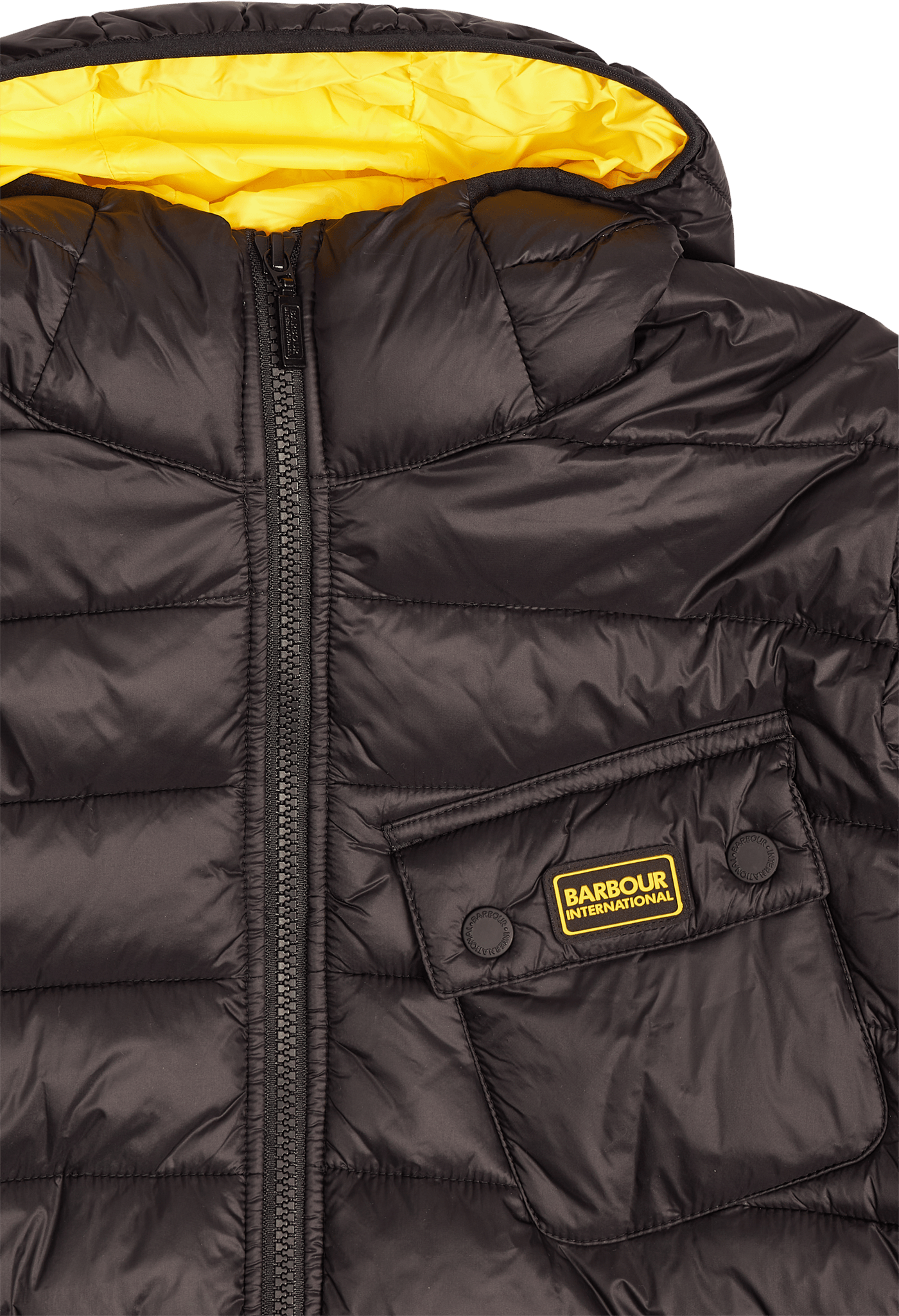 B.intl B Ouston Hooded Quilt Black/yellow - Bild 3