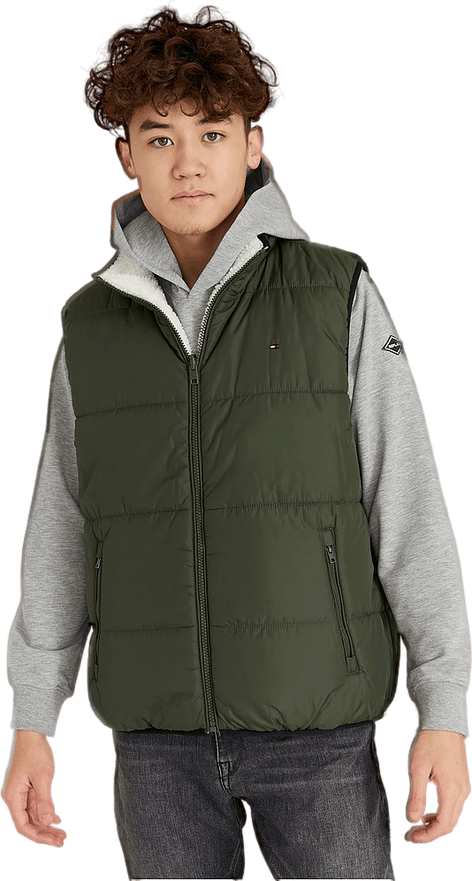 Reversible Sherpa Vest Dark Olive / Sherpa