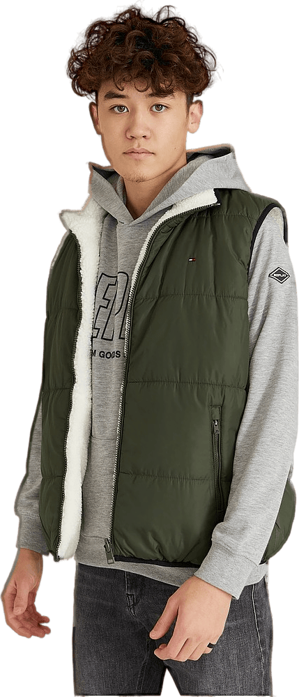 Reversible Sherpa Vest Dark Olive / Sherpa - Bild 5