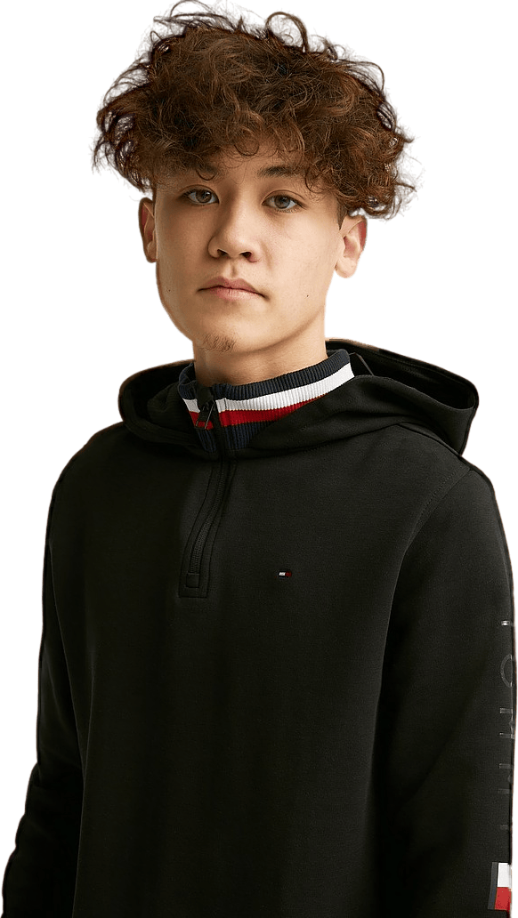 Tonal Aw Double Collar Hoodie Black