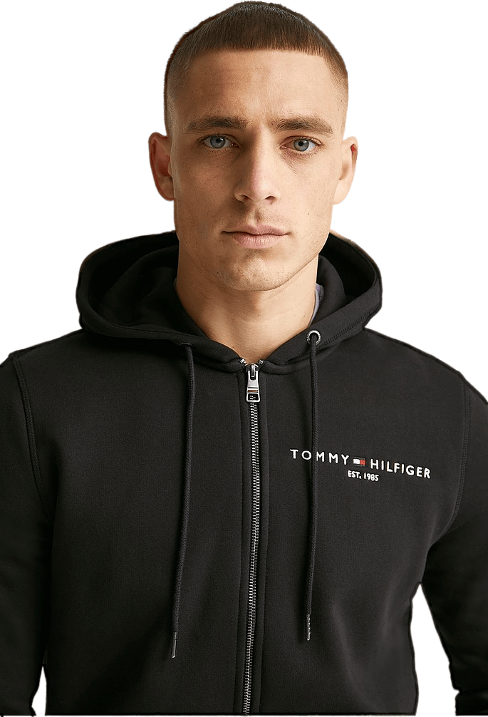 Tommy Hilfiger Tommy Logo Zip Through, Male, Abbigliamento, felpe con cappuccio e felpe, Nero, 2XL