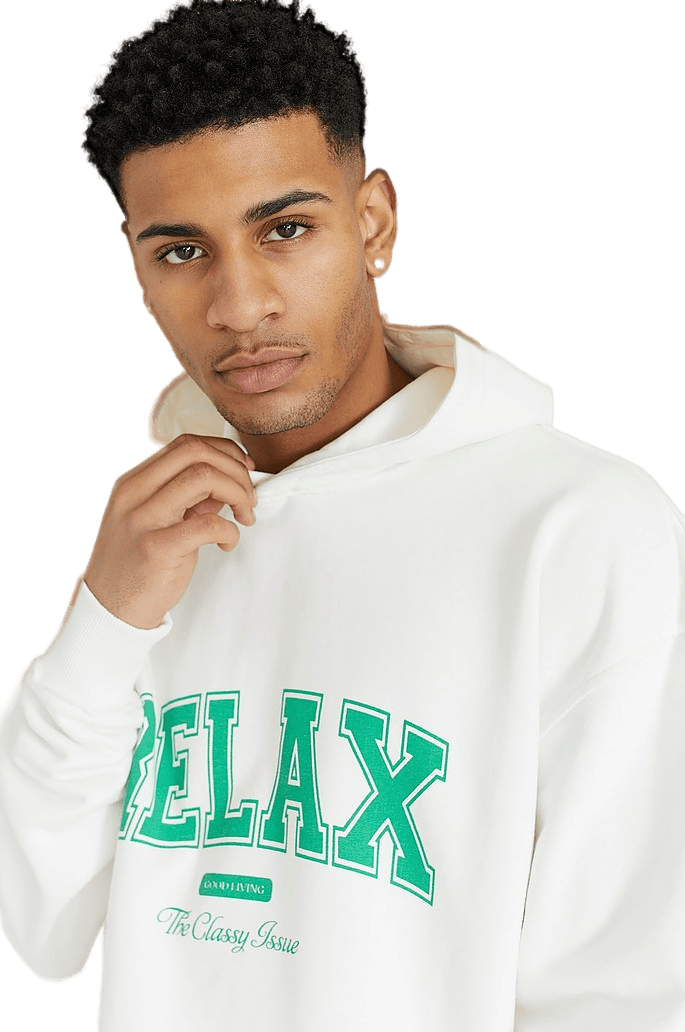 Relax Hoodie, Male, Kläder, hoodies och sweatshirts, Vit, L