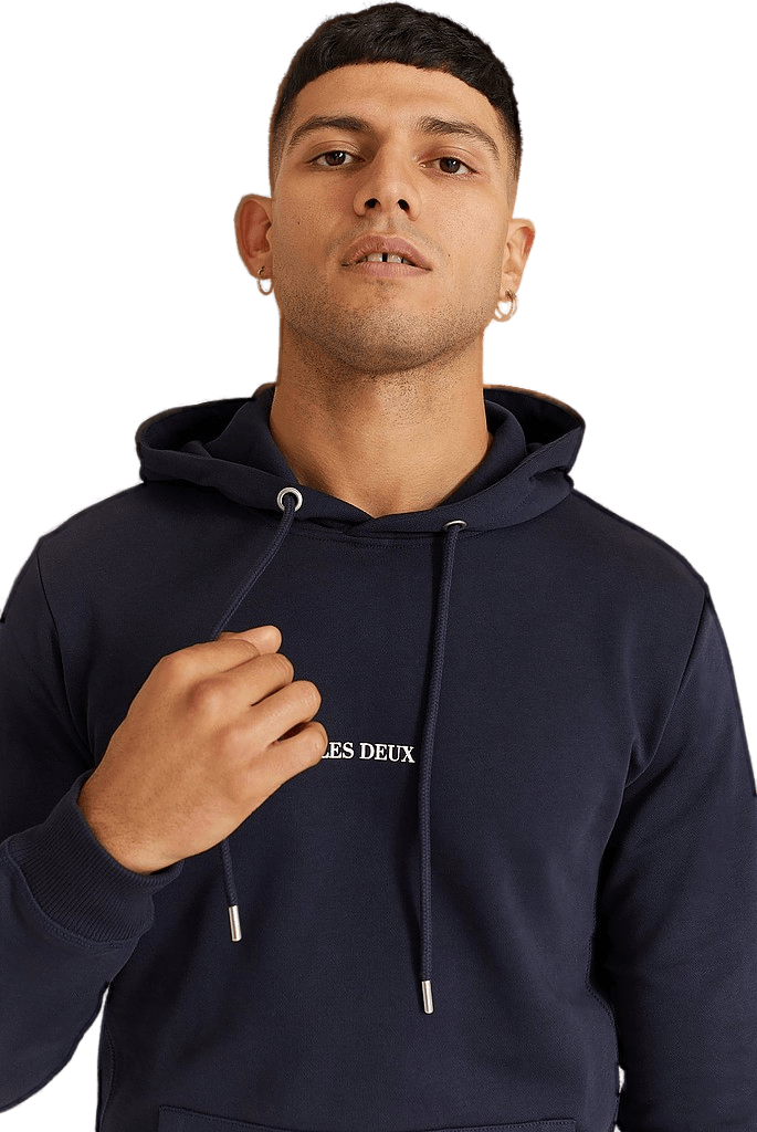 Les Deux Lens Hoodie, Male, Kläder, hoodies och sweatshirts, Blå, L