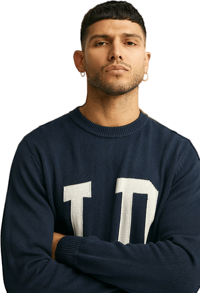 Ld Intarsia Knit Dark Navy