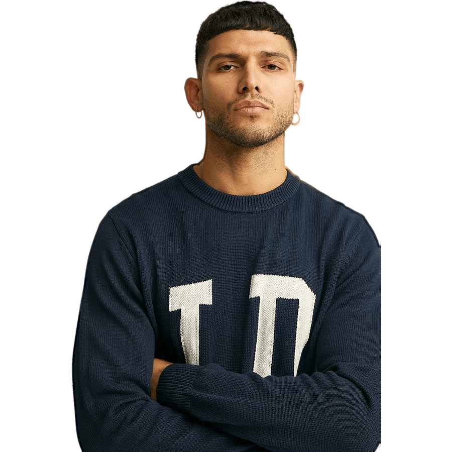 Ld Intarsia Knit Dark Navy