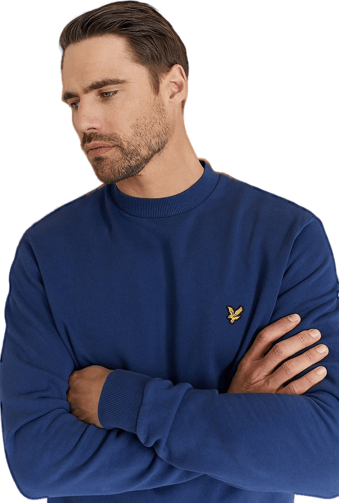 Lyle & Scott Washed Crew Neck Sweatshirt Z99, Male, Klær, hettegensere og gensere, Blå, XL