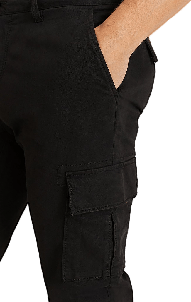 Lyle & Scott Cargo Trouser Jet, Male, Apparels, Bottoms, Black, 32"/34"