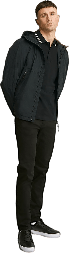 Crinkle Nylon  Blouson W. Hood Ck Black