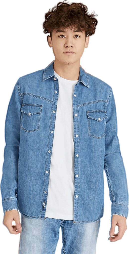 Blauw Iconic Western Shirt Bleach Wash Indigo