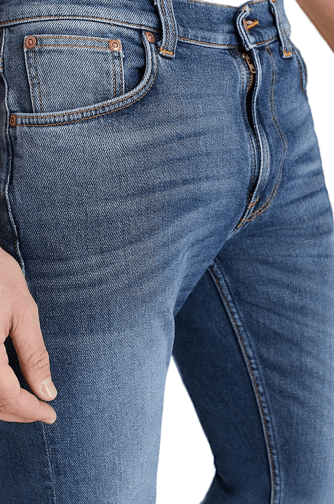 Nudie Jeans Lean Dean Dark Sharp Twill, Male, Kläder, Bottoms, Blå, 32"/34"