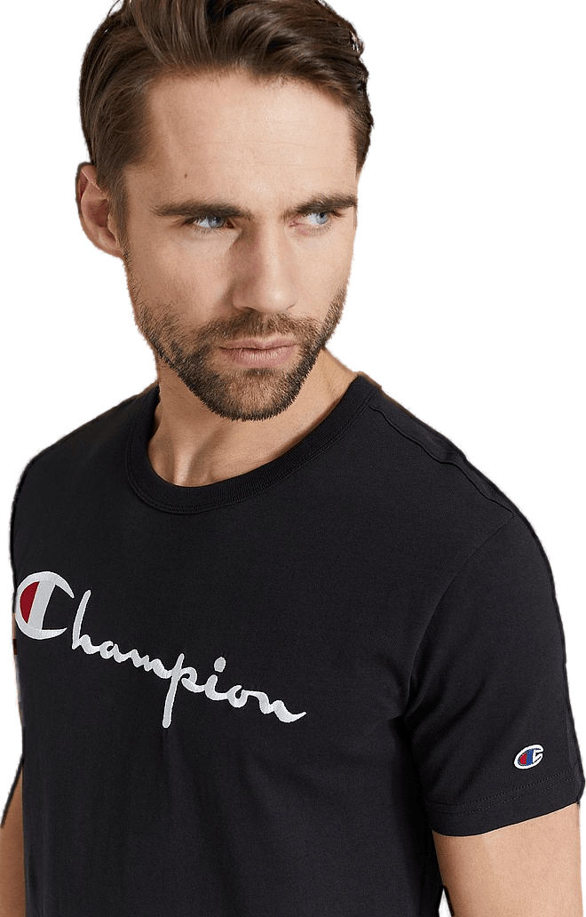 Crewneck T-shirt, Male, Klær, Tops, Svart, M