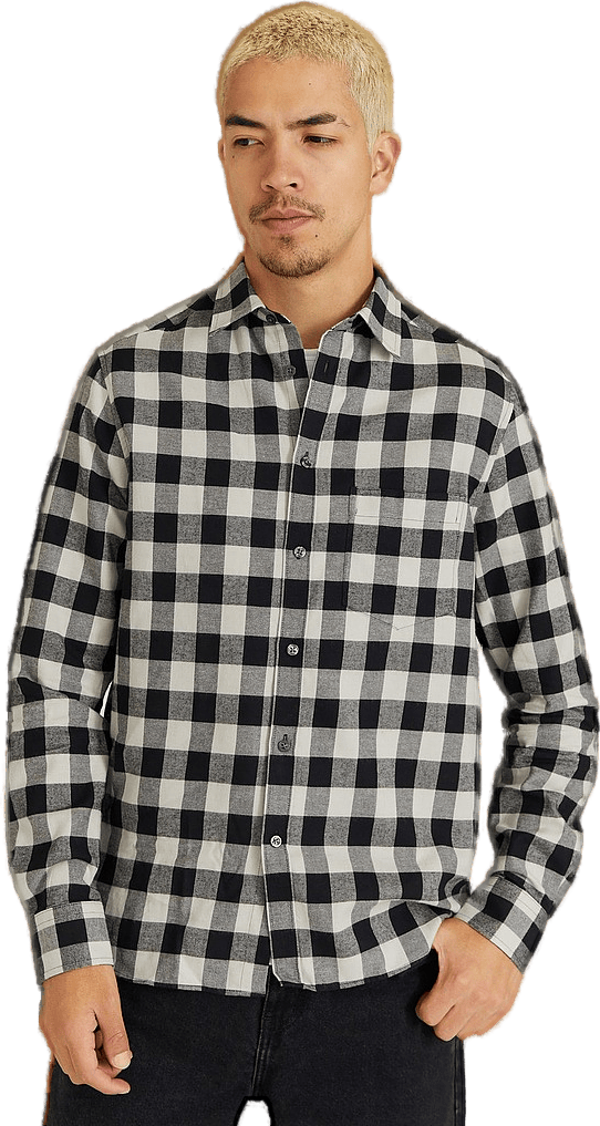 Woton Gingham Reg Fit Shirt Black