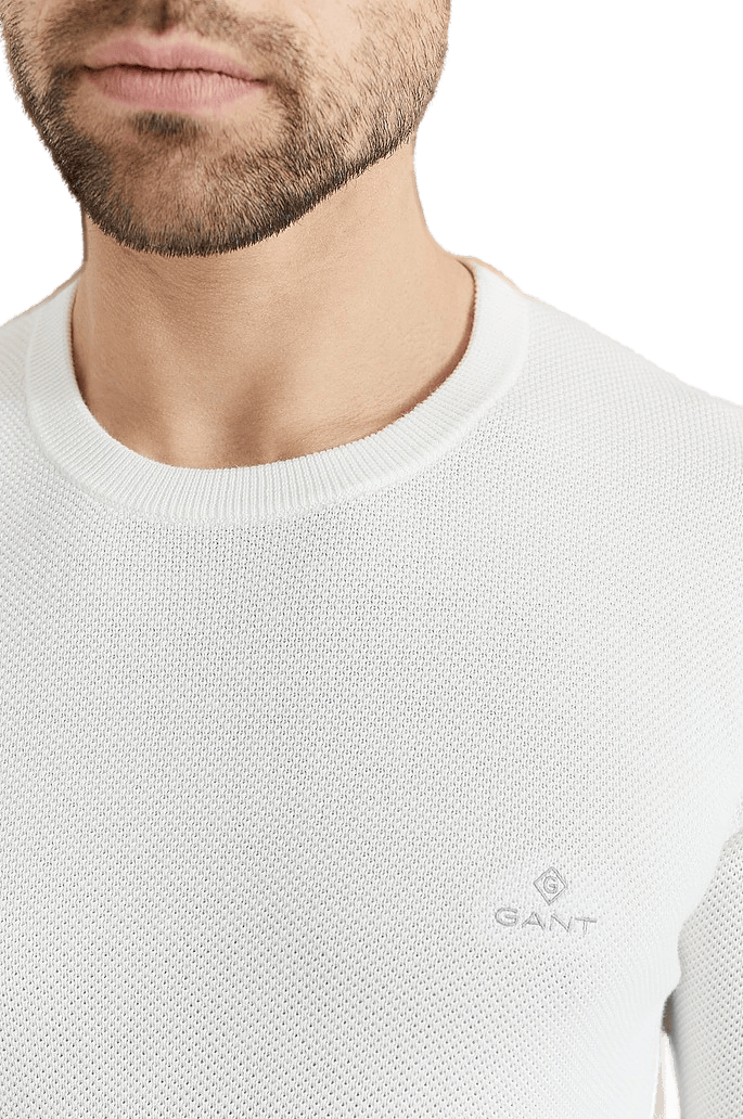Cotton Pique C-neck Eggshell