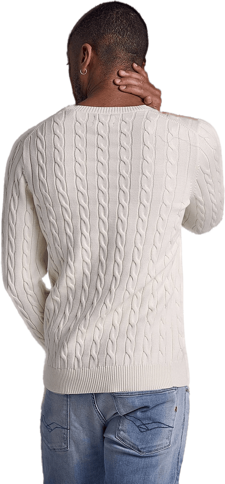 Cotton Cable C-neck Cream