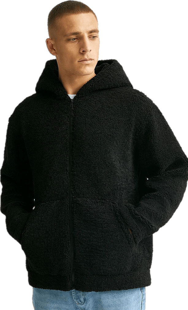 Pile Zip Hoodie, Male, Abbigliamento, felpe con cappuccio e felpe, Nero, S