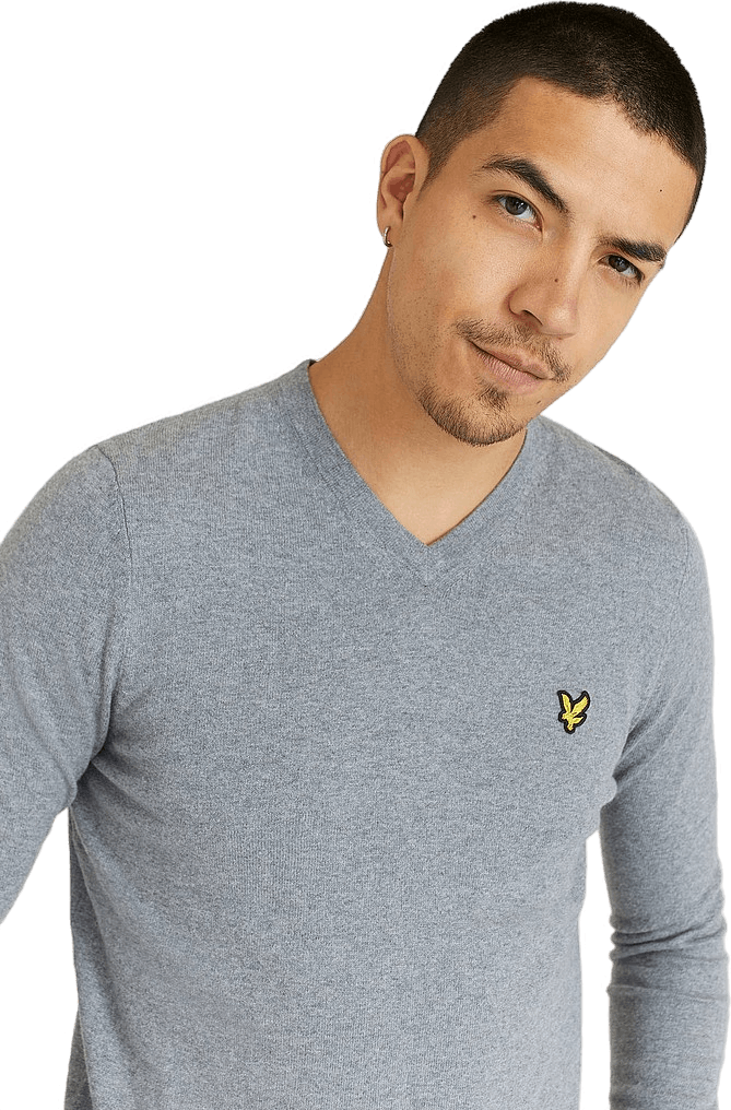 Cotton Merino V Neck Jumper Mid, Male, Vaatteet, Tops, Harmaa, S